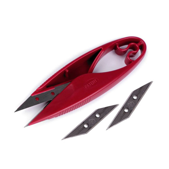 Fadenschere / fadentrenner pin sehr scharf mit ersatzklingen länge 11 cm - Dunkelrot (1 Karte) Fadenschere / fadentrenner pin sehr scharf mit ersatzklingen länge 11 cm - Dunkelrot (1 Karte)