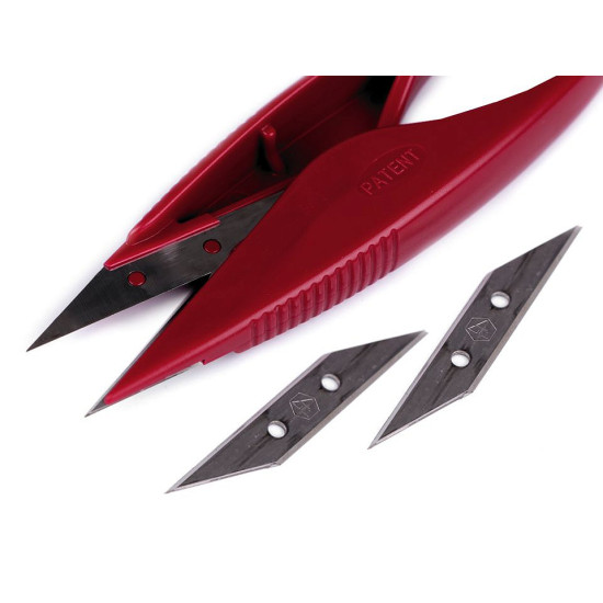 Fadenschere / fadentrenner pin sehr scharf mit ersatzklingen länge 11 cm - Dunkelrot (1 Karte) Fadenschere / fadentrenner pin sehr scharf mit ersatzklingen länge 11 cm - Dunkelrot (1 Karte)