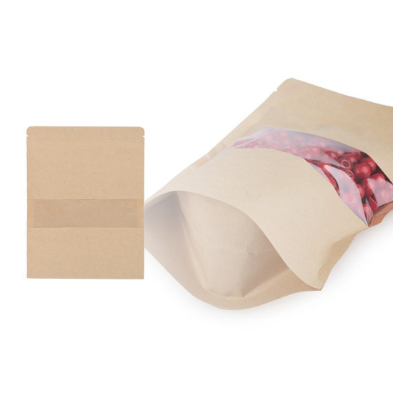 Torebka papierowa z okienkiem, średnia - Naturalny średni (50 Sztuki) Torebka papierowa z okienkiem, średnia - Naturalny średni (50 Sztuki)