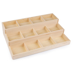 Ekspozytor drewniany / organizer 3 - piętrowy 24x35,5 cm - Naturalny jasny (1 Sztuka)