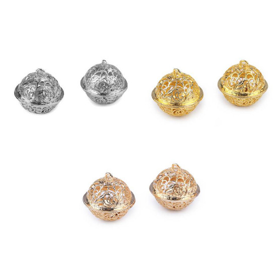 Clopoței / zurgălăi filigran, ø18 mm, ø26 mm - Argintiu închis (2 Bucăți) Clopoței / zurgălăi filigran, ø18 mm, ø26 mm - Argintiu închis (2 Bucăți)