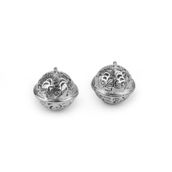 Filigree jingle bells ø18 mm,  ø26 mm - Darksilver (2 Pieces)