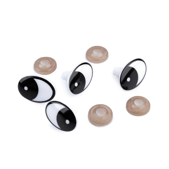 Oczy do zabawek z zatyczką 16x21 mm - Czarny (20 Zestawy) Oczy do zabawek z zatyczką 16x21 mm - Czarny (20 Zestawy)