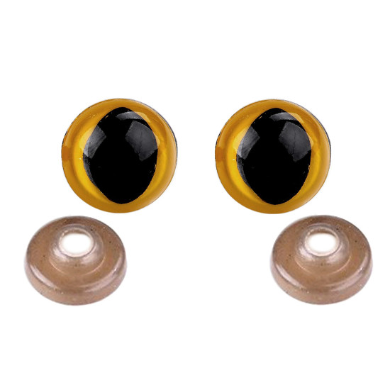 Kocie oczy do zabawek z zatyczką ø14 mm - Sukcynit (10 Zestawy) Kocie oczy do zabawek z zatyczką ø14 mm - Sukcynit (10 Zestawy)