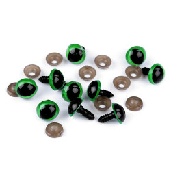 Kocie oczy do zabawek z zatyczką ø14 mm - Zielony (10 Zestawy)