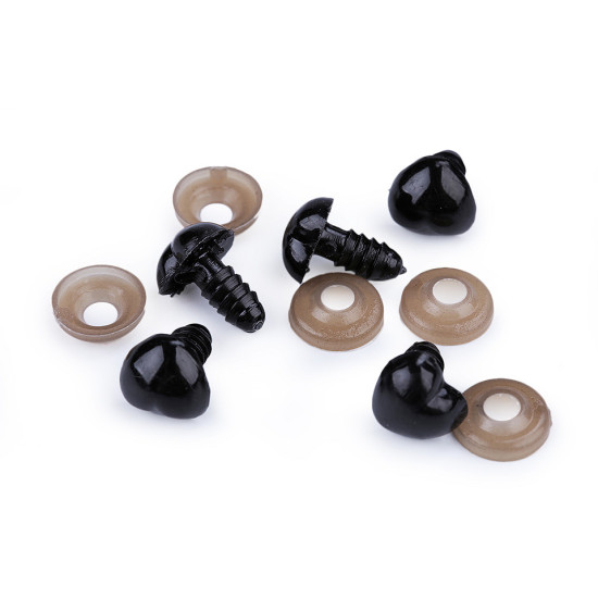 Nos do zabawek z zatyczką 12x13 mm serce - Czarny (300 Zestawy) Nos do zabawek z zatyczką 12x13 mm serce - Czarny (300 Zestawy)