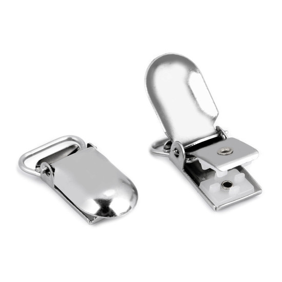 Suspender clip / buckle width 15 mm - Nickel (50 Pieces)