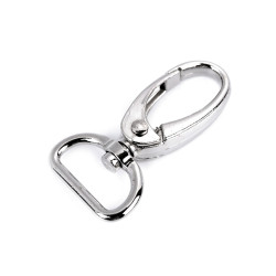 Karabińczyk metalowy z krętlikiem, otwór do przewlekania 20 mm - Nikiel (10 Sztuki)