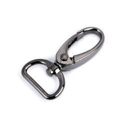 Karabińczyk metalowy z krętlikiem, otwór do przewlekania 20 mm - Czarny nikiel (10 Sztuki)