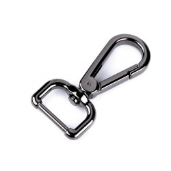 Karabińczyk metalowy z krętlikiem, otwór do przewlekania 20 mm - Czarny nikiel (1 Sztuka)