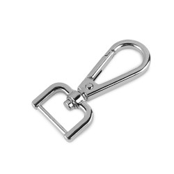 Karabińczyk metalowy z krętlikiem, otwór do przewlekania 20 mm - Nikiel (1 Sztuka)