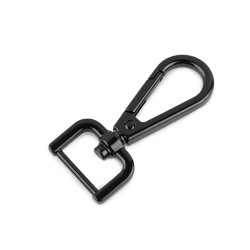 Karabińczyk metalowy z krętlikiem, otwór do przewlekania 20 mm - Czarny lakier (1 Sztuka)