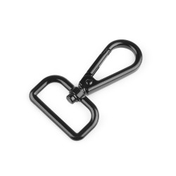 Karabińczyk metalowy z krętlikiem, otwór do przewlekania 30 mm - Czarny lakier (1 Sztuka)