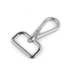 Karabińczyk metalowy z krętlikiem, otwór do przewlekania 30 mm - Nikiel (1 Sztuka)