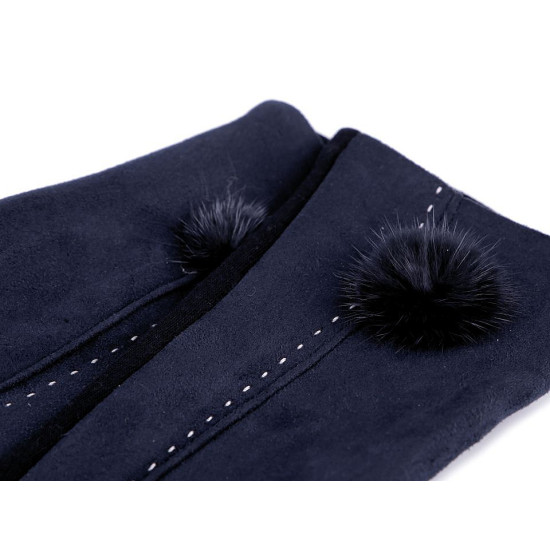 Guanti da donna, con pon pon, in pelliccia - Nero (1 Paio) Guanti da donna, con pon pon, in pelliccia - Nero (1 Paio)