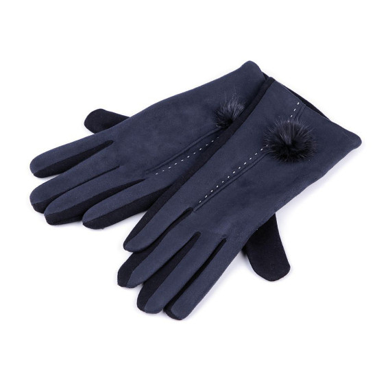 Guanti da donna, con pon pon, in pelliccia - Nero (1 Paio) Guanti da donna, con pon pon, in pelliccia - Nero (1 Paio)
