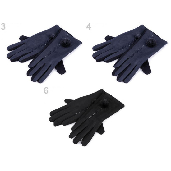 Guanti da donna, con pon pon, in pelliccia - Nero (1 Paio) Guanti da donna, con pon pon, in pelliccia - Nero (1 Paio)