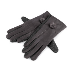 Damenhandschuhe mit pelzbommel - Grau (1 Paar)
