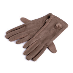 Damenhandschuhe mit pelzbommel - Dunkelbeige (1 Paar)