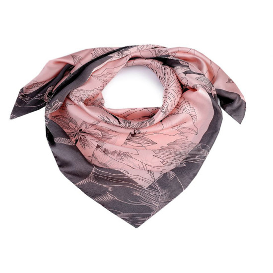 Batic / eşarfă satinată cu motiv floral, 90x90 cm - Bej camel (1 Bucată) Batic / eşarfă satinată cu motiv floral, 90x90 cm - Bej camel (1 Bucată)