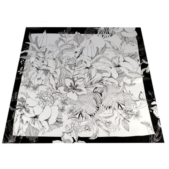 Batic / eşarfă satinată cu motiv floral, 90x90 cm - Bej camel (1 Bucată) Batic / eşarfă satinată cu motiv floral, 90x90 cm - Bej camel (1 Bucată)