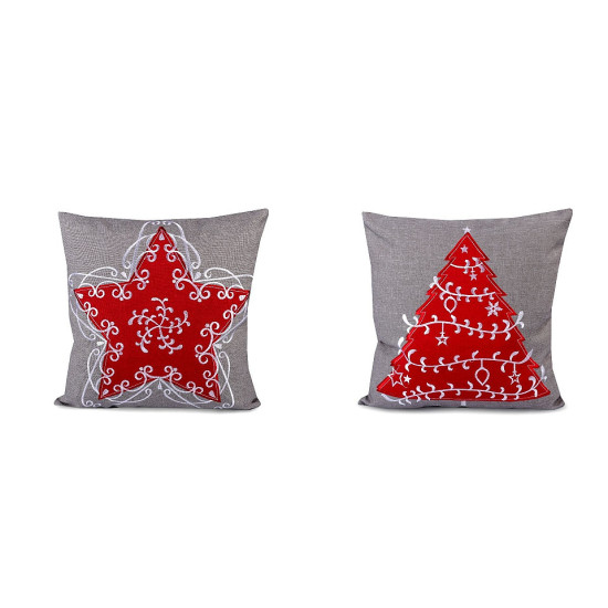 Christmas embroidered cushion / pillow cover 40x40 cm - Grey (1 Piece) Christmas embroidered cushion / pillow cover 40x40 cm - Grey (1 Piece)