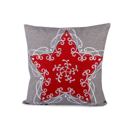 Christmas embroidered cushion / pillow cover 40x40 cm - Grey (1 Piece)