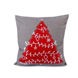 Christmas embroidered cushion / pillow cover 40x40 cm - Grey (1 Piece)