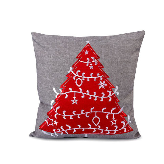 Christmas embroidered cushion / pillow cover 40x40 cm - Grey (1 Piece) Christmas embroidered cushion / pillow cover 40x40 cm - Grey (1 Piece)