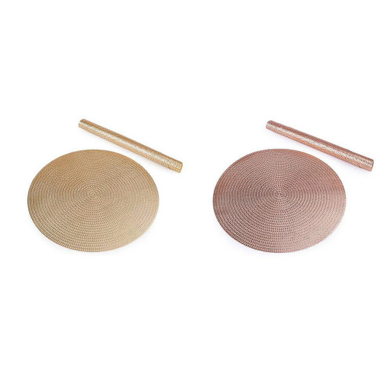 Christmas metallic placemats ø38 cm - Pink gold (2 Pieces)