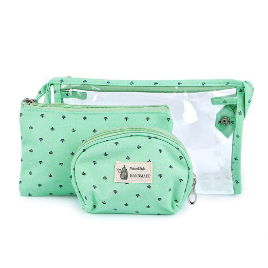 Ensemble de sacs pour produits cosmétiques, 3 pièces - Menthe (1 Ensemble) Ensemble de sacs pour produits cosmétiques, 3 pièces - Menthe (1 Ensemble)