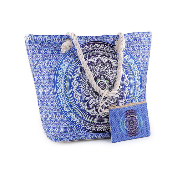 Summer / beach bag mandala 39x50 cm with cosmetic bag - Black (1 Piece) Summer / beach bag mandala 39x50 cm with cosmetic bag - Black (1 Piece)