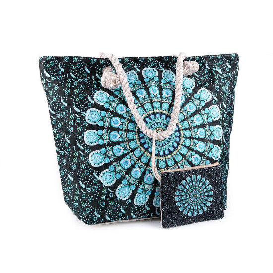 Summer / beach bag mandala 39x50 cm with cosmetic bag - Black (1 Piece) Summer / beach bag mandala 39x50 cm with cosmetic bag - Black (1 Piece)