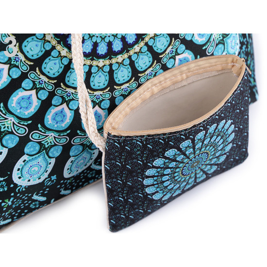Summer / beach bag mandala 39x50 cm with cosmetic bag - Black (1 Piece) Summer / beach bag mandala 39x50 cm with cosmetic bag - Black (1 Piece)