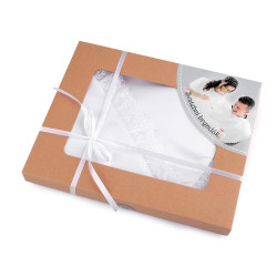 Satin wedding bib with lace, for diy finish - White (1 Box)