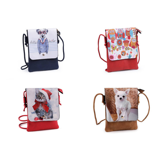 Small crossbody bag cat, flower, unicorn, deer, horse 15.5x21 cm - Red (1 Piece)