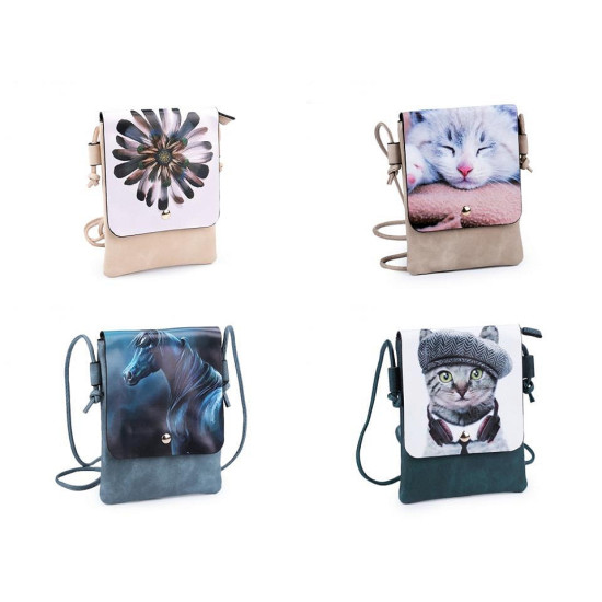 Small crossbody bag cat, flower, unicorn, deer, horse 15.5x21 cm - Red (1 Piece)