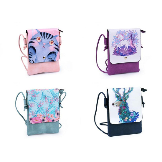 Small crossbody bag cat, flower, unicorn, deer, horse 15.5x21 cm - Red (1 Piece)