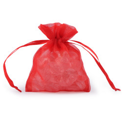Ajándék zsákocska 8x10,5 cm organza shine - Piros (10 Darabok)