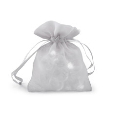 Woreczek podarunkowy z metalicznym połyskiem 8x10,5 cm organza shine - Szary (10 Sztuki)