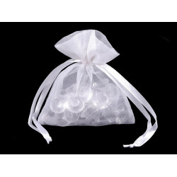Ajándék zsákocska 8x10,5 cm organza shine - Fehér (10 Darabok)