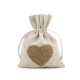 Cotton drawstring gift bag, heart 13x18 cm - Ecru light (40 Pieces) Cotton drawstring gift bag, heart 13x18 cm - Ecru light (40 Pieces)