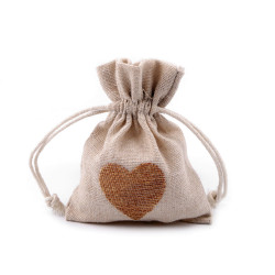 Geschenkbeutel 11 x 13 cm baumwolle, herz - Naturfarbe (10 Stücke)