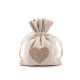 Cotton drawstring gift bag, heart 11x13 cm - Burlap (30 Pieces)