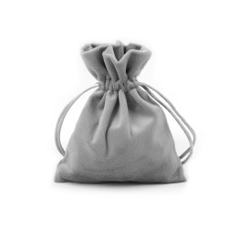 Woreczek podarunkowy 10x13 cm aksamitny - Srebrny (10 Sztuki)