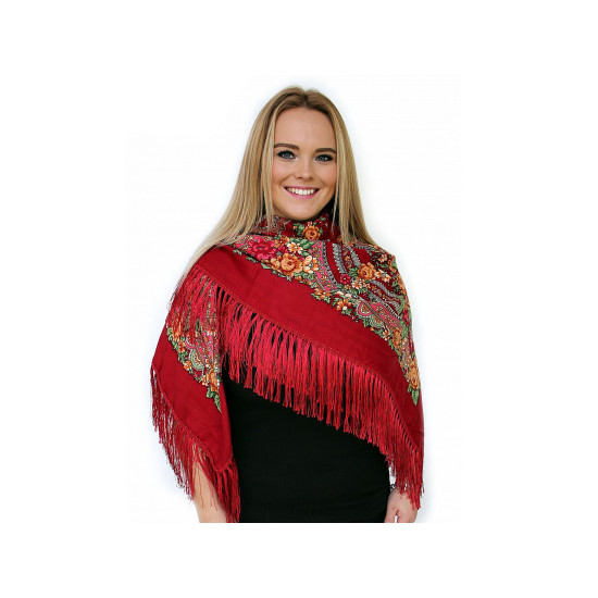 Batic / eşarfă satinată cu motiv floral, 105x105 cm - Alb (1 Bucată) Batic / eşarfă satinată cu motiv floral, 105x105 cm - Alb (1 Bucată)