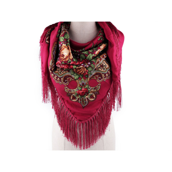 Batic / eşarfă satinată cu motiv floral, 105x105 cm - Alb (1 Bucată) Batic / eşarfă satinată cu motiv floral, 105x105 cm - Alb (1 Bucată)