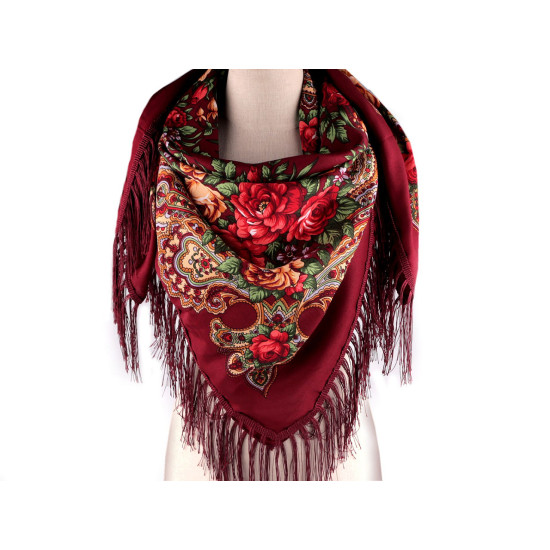 Batic / eşarfă satinată cu motiv floral, 105x105 cm - Alb (1 Bucată) Batic / eşarfă satinată cu motiv floral, 105x105 cm - Alb (1 Bucată)