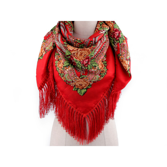 Batic / eşarfă satinată cu motiv floral, 105x105 cm - Alb (1 Bucată) Batic / eşarfă satinată cu motiv floral, 105x105 cm - Alb (1 Bucată)