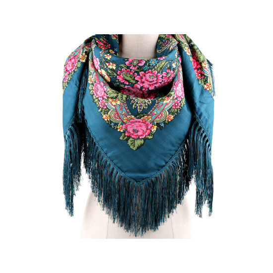 Batic / eşarfă satinată cu motiv floral, 105x105 cm - Alb (1 Bucată) Batic / eşarfă satinată cu motiv floral, 105x105 cm - Alb (1 Bucată)
